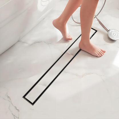 Linear Shower Drain with 2-In-1 Flat & Tile Insert Cover , 28 Inch